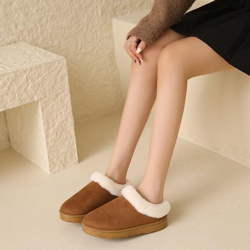 Cheky - Women Winter New Round Head Leisure Slip-onPlus Size Cotton Shoes