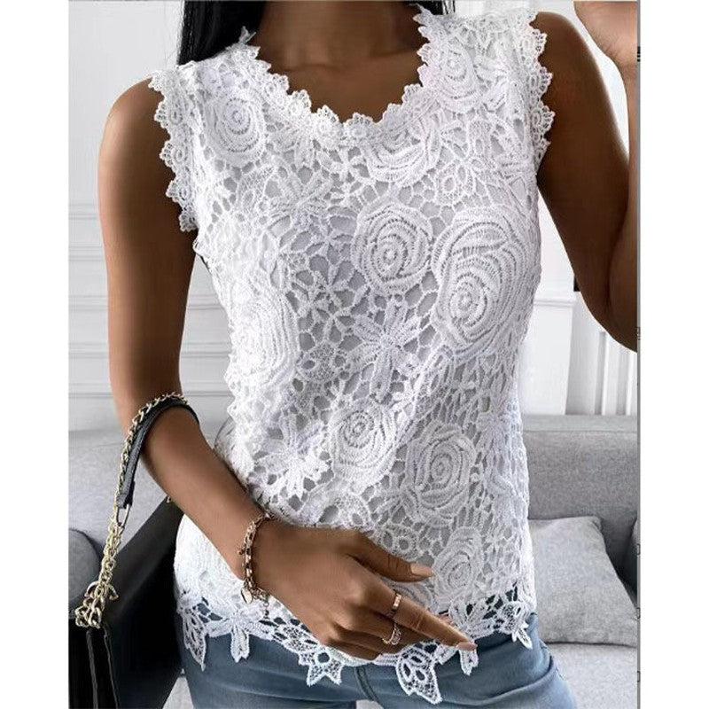 Cheky - Flowers Lace Vest Women Summer Tops S-5XL