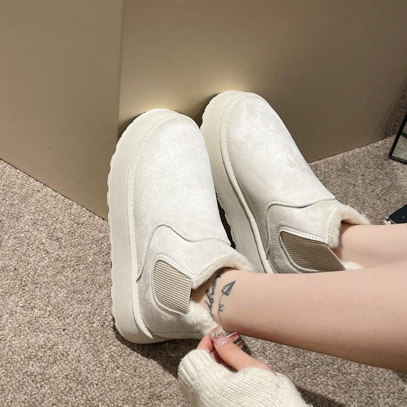 Cheky - Women's Plush Boots Winter Warm Fleece Thick Flats Snow Boots Fashion Shoes