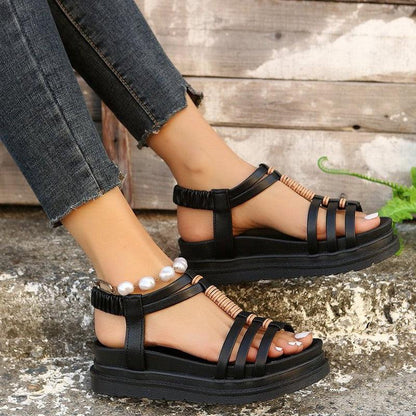 Cheky - Women's Wedges Platform Sandals Summer Strap-design Beach Shoes