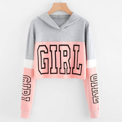 Cheky - Harajuku Hoodies Sweatshirt Women Streetwear Letter Crop Top Hoodie