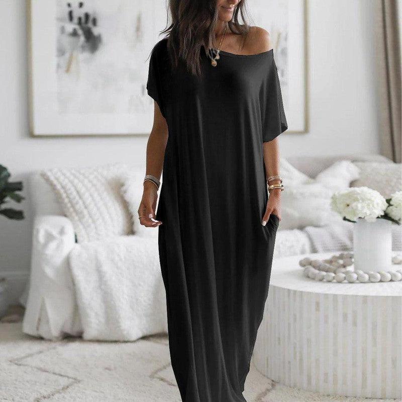 Cheky - Solid Color Homewear Long Dress