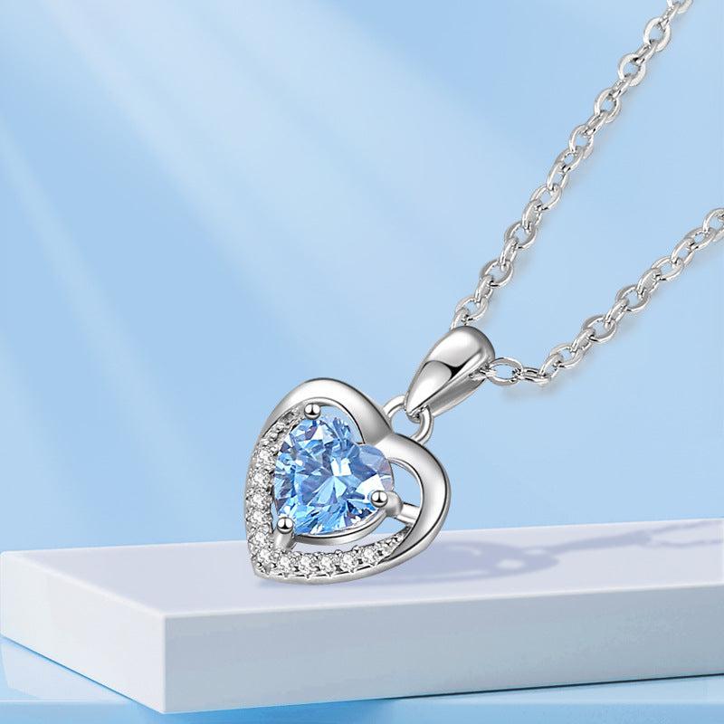 Cheky - 925 Heart-shaped Rhinestones Necklace Luxury Personalized Necklace For Women Jewelry Jewelry Valentine's Day Gift