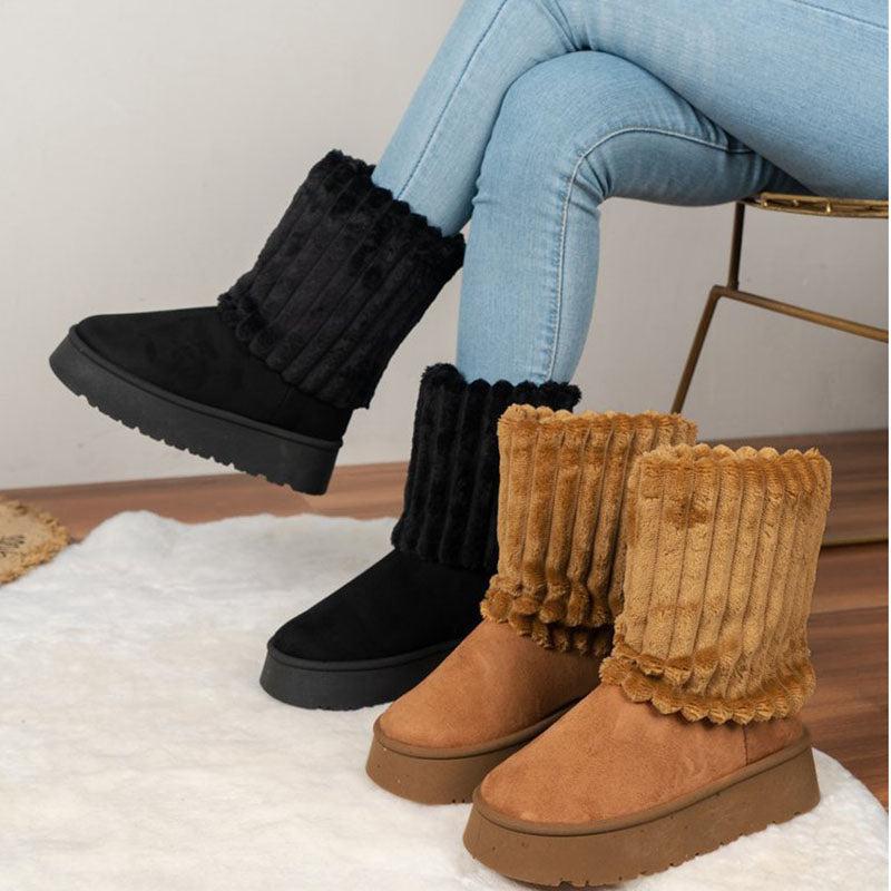 Cheky - Snow Boots Warm Thickened Women's High Platform Cold Weather Boots Furry Cotton Boots