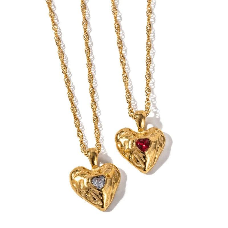 Cheky - Alloy Heart-shaped Necklace With Diamond Fashion INS Style Necklace Love Valentine's Day