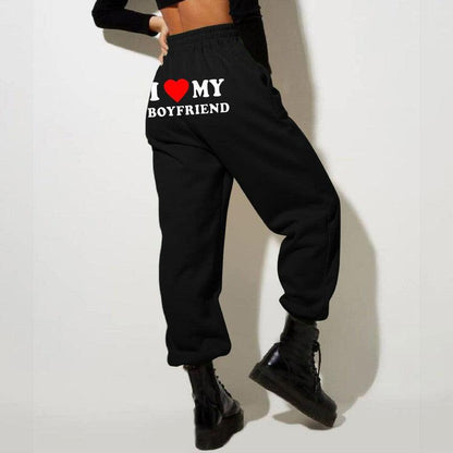 Cheky - I Love MY BOYFRIEND Printed Trousers Casual Sweatpants Men And Women Sports Pants