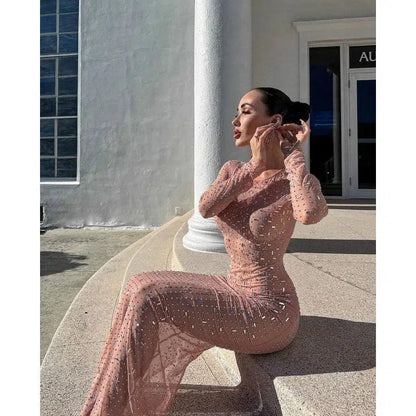 Cheky - Glitter Mesh See-Through Maxi Dress - Sexy Beach Cover Up