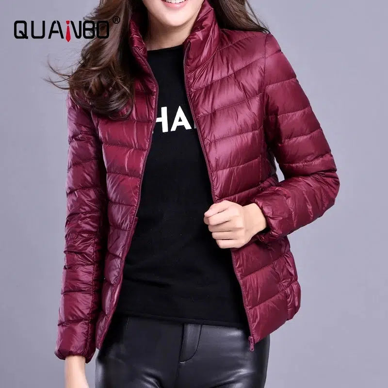 Cheky - Women Spring Jacket Fashion Short Ultra Lightweight Packable Puffer Coats 15 Colors Female Down Warm Korean Slim Fit Parkas 5XL