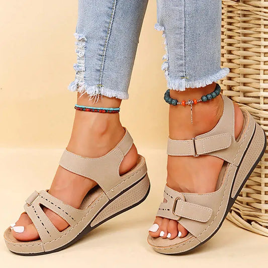 Cheky - Women Sandals Soft Bottom Wedge Heels Sandals Summer Shoes Women Platform Sandalias Mujer Elegant Wedges Shoes For Women