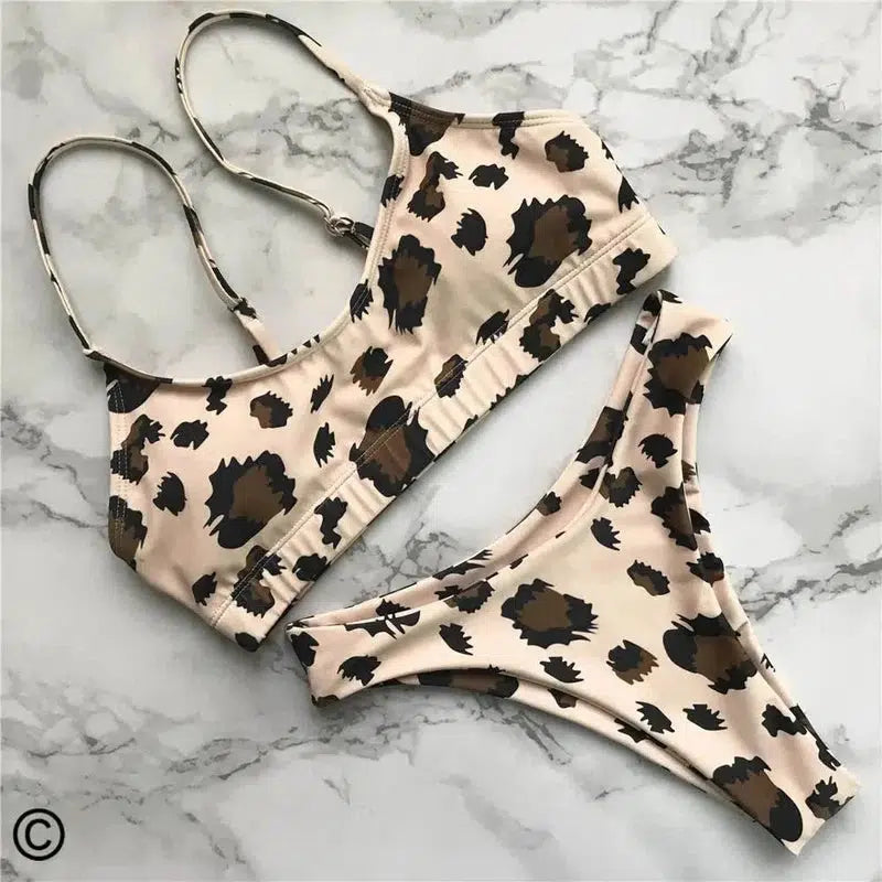 Cheky - Sultry Leopard Print Bikini Set - Unleash Your Wild Side