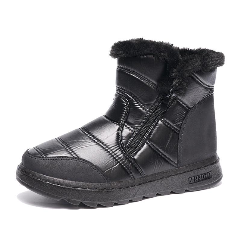 Cheky - Winter Thick Plush Snow Boots With Side ZIpper High Top Platform Warm Cotton Shoes Women Solid Waterproof Fleece Walking Boot