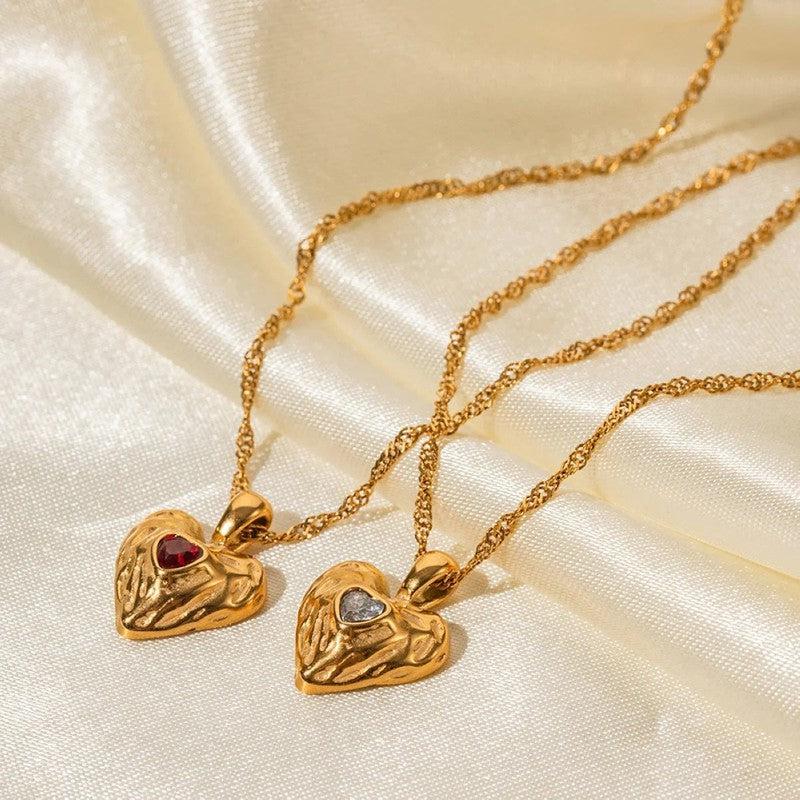 Cheky - Alloy Heart-shaped Necklace With Diamond Fashion INS Style Necklace Love Valentine's Day