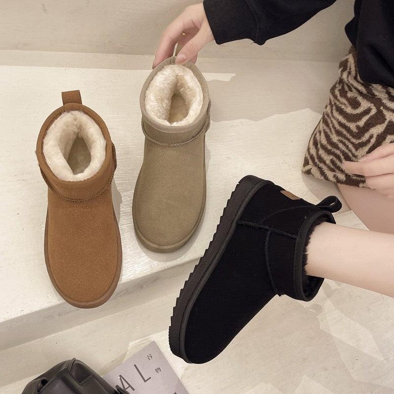 Cheky - Women's Short Tube Velvet Thickening Thermal Cotton Shoes Snow Boots