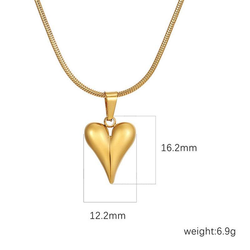 Cheky - Retro Heart-shaped Necklace Stainless Steel Personalized Love Necklace For Women's Jewelry Valentine's Day