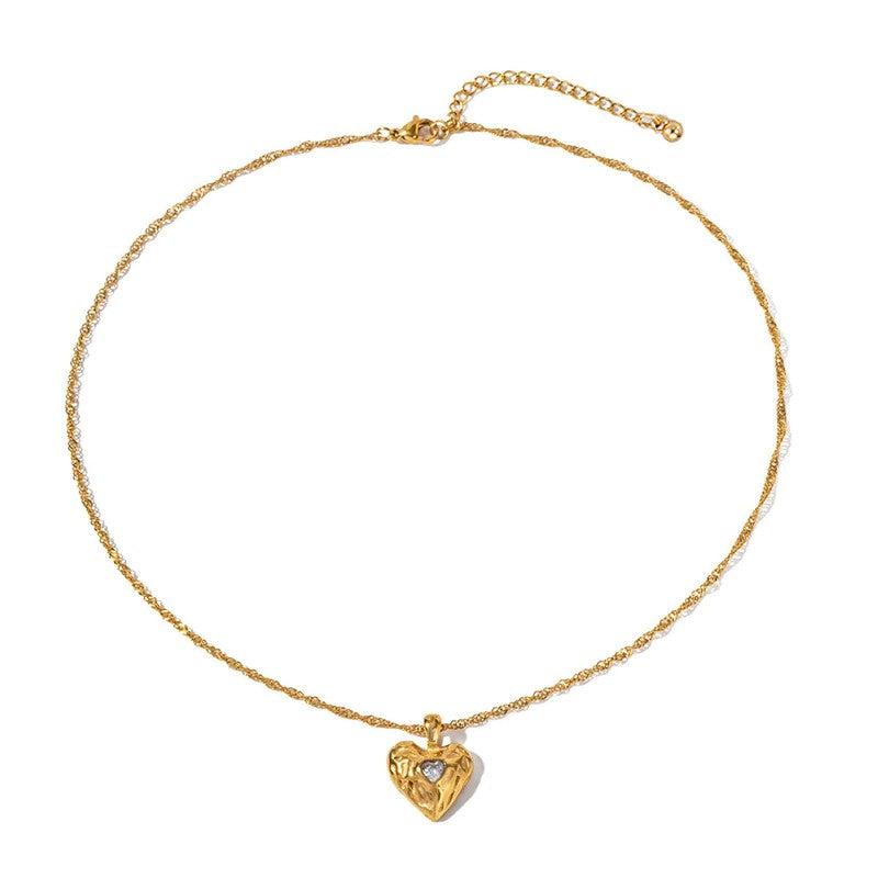 Cheky - Alloy Heart-shaped Necklace With Diamond Fashion INS Style Necklace Love Valentine's Day