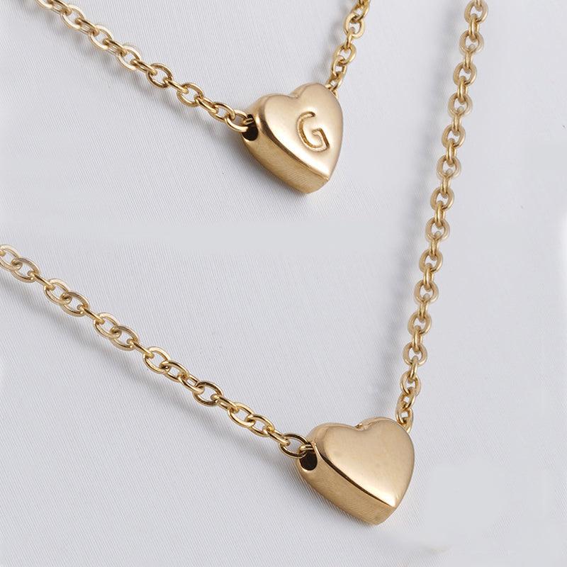 Cheky - Ins Style Love Letter Necklace Women Stainless Steel Heart-shaped Niche Clavicle Chain Fashion Necklace