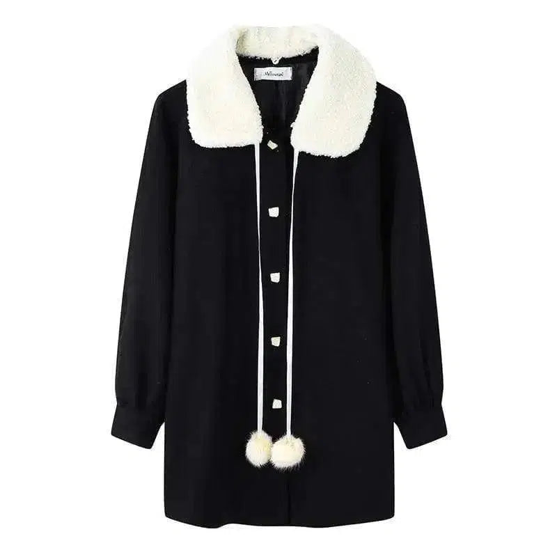 Cheky - Blends Women Winter Coat Ladies Clothes Kawaii Plus Velvet