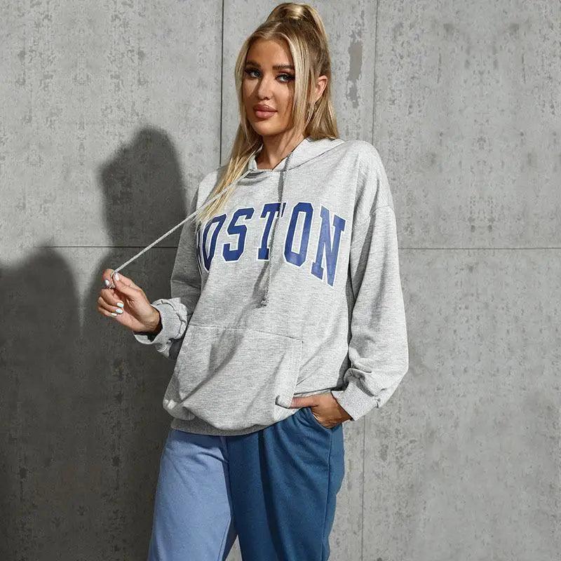 Cheky - Casual Hooded Trendy Letter Sweater