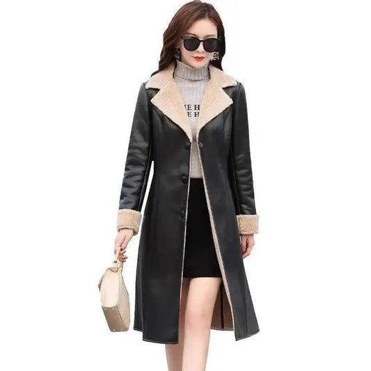 Cheky - Composite fur coat with lapel