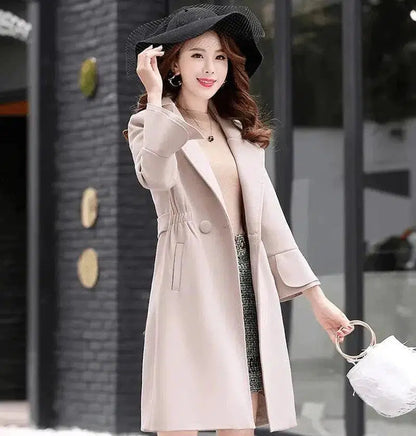 Cheky - Fashion split sleeves long woolen coat coat