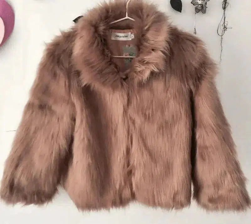 Cheky - Faux Fur Jacket Fox Fur Warm Winter Stand Collar Slim Jacket