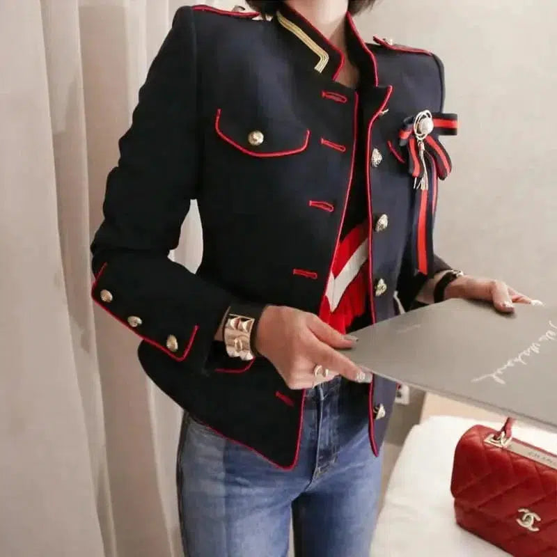 Cheky - Single-breasted jacket with bow and brooch