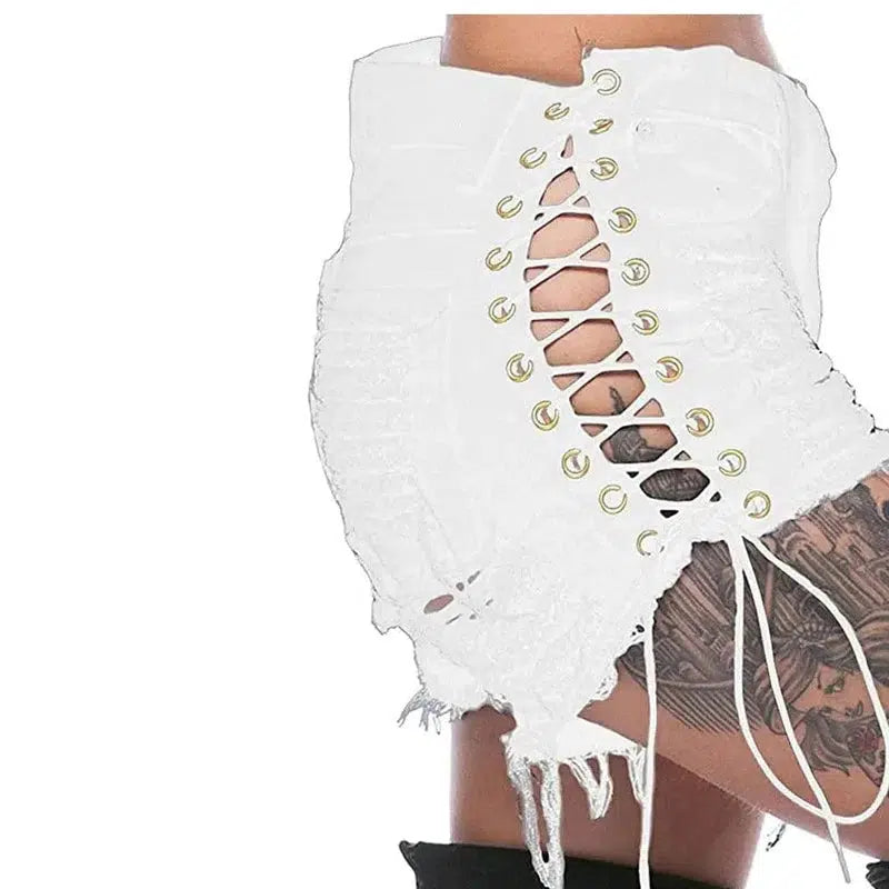 Cheky - GOTHIC RIPPED MINI JEAN SHORTS