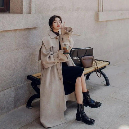 Cheky - Mid-length and Small Autumn Korean Style Loose Fashion Coat