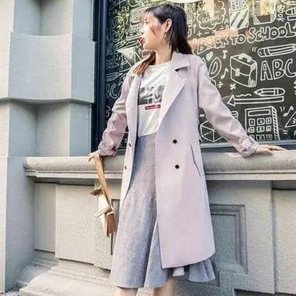 Cheky - Mid-length cardigan long-sleeved trench coat