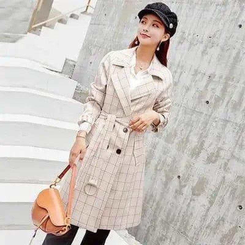 Cheky - Mid-length cardigan long-sleeved trench coat