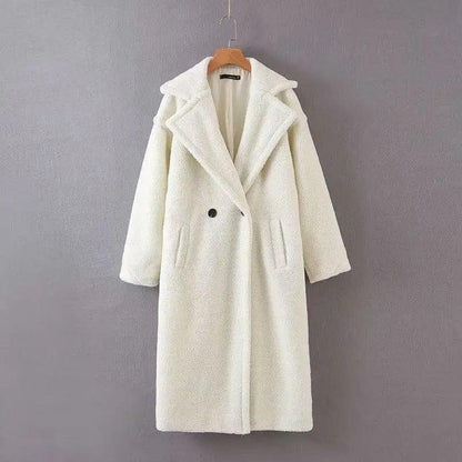 Cheky - Mid-length lamb fur coat trench coat