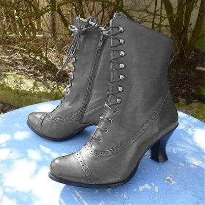 Cheky - Retro Rivet Boots Women Pointed Toe Shoes