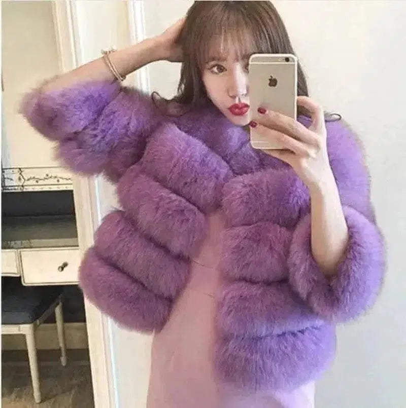 Cheky - S-3XL Mink Coats Women Winter New Fashion FAUX Fur Coat