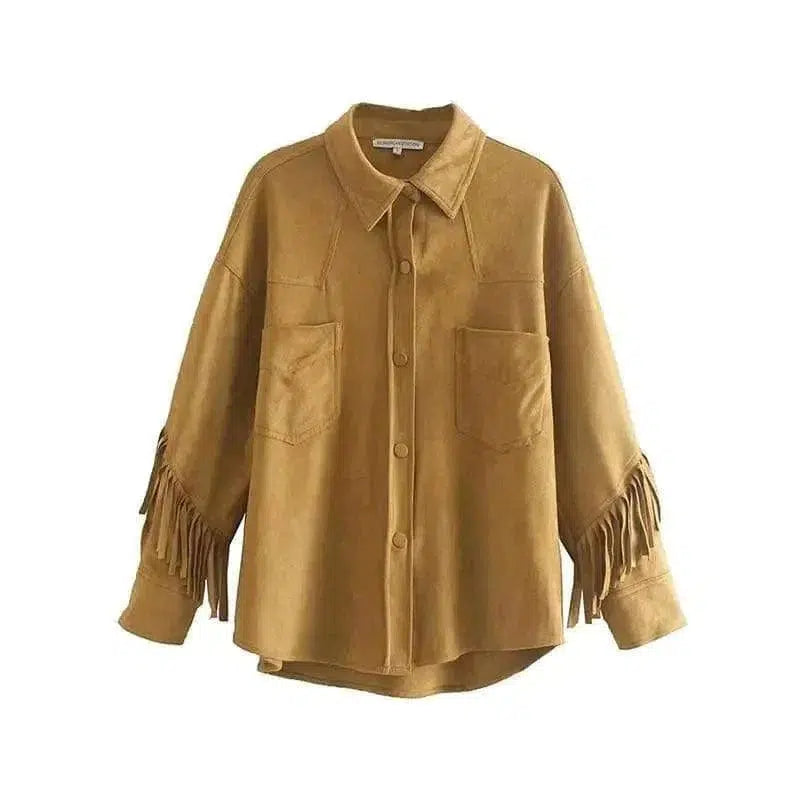 Cheky - Tassel-embellished suede textured shirt