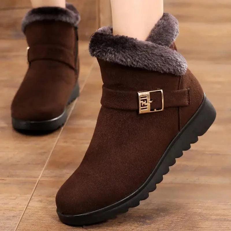 Cheky - Winter Boots Women Warm Plush Snow Boots Zipper Comfort Flats Shoes