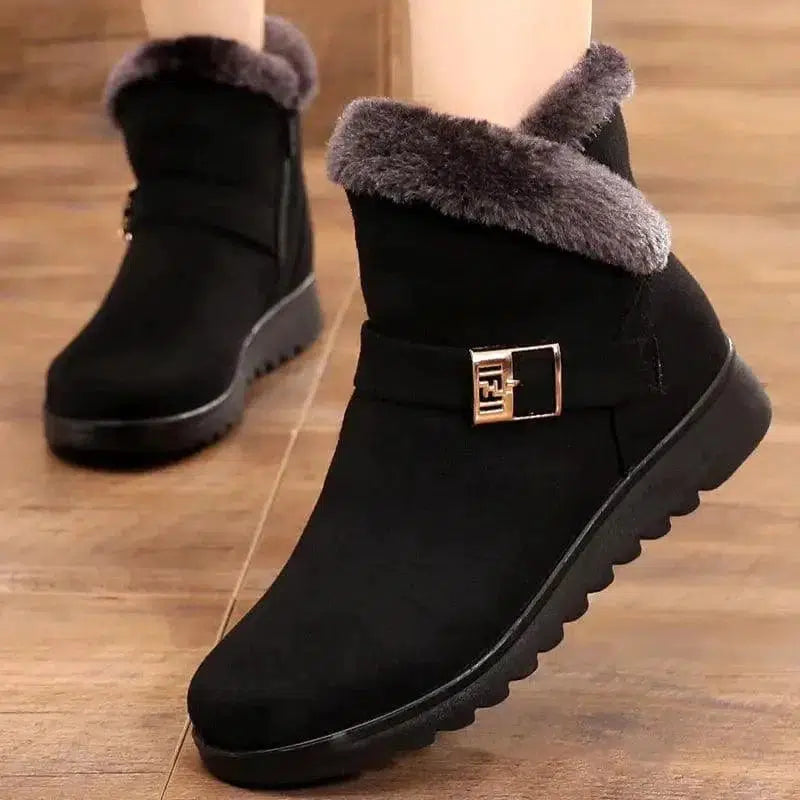 Cheky - Winter Boots Women Warm Plush Snow Boots Zipper Comfort Flats Shoes