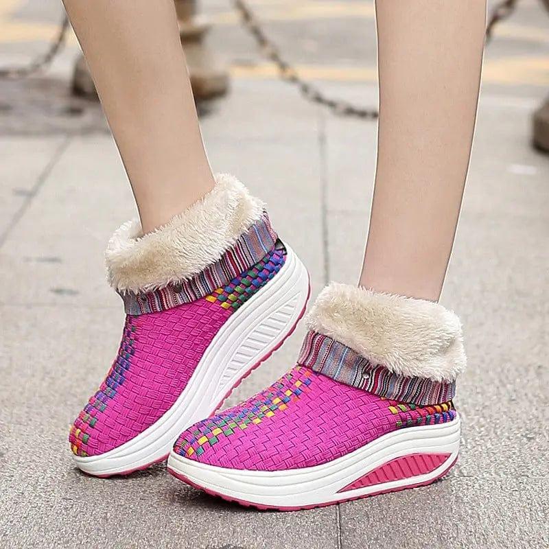 Cheky - Winter plus velvet sneakers women Korean knitting