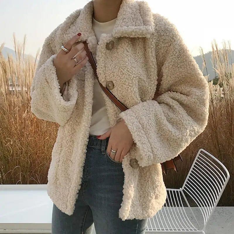 Cheky - Women's imitation lamb plush coat