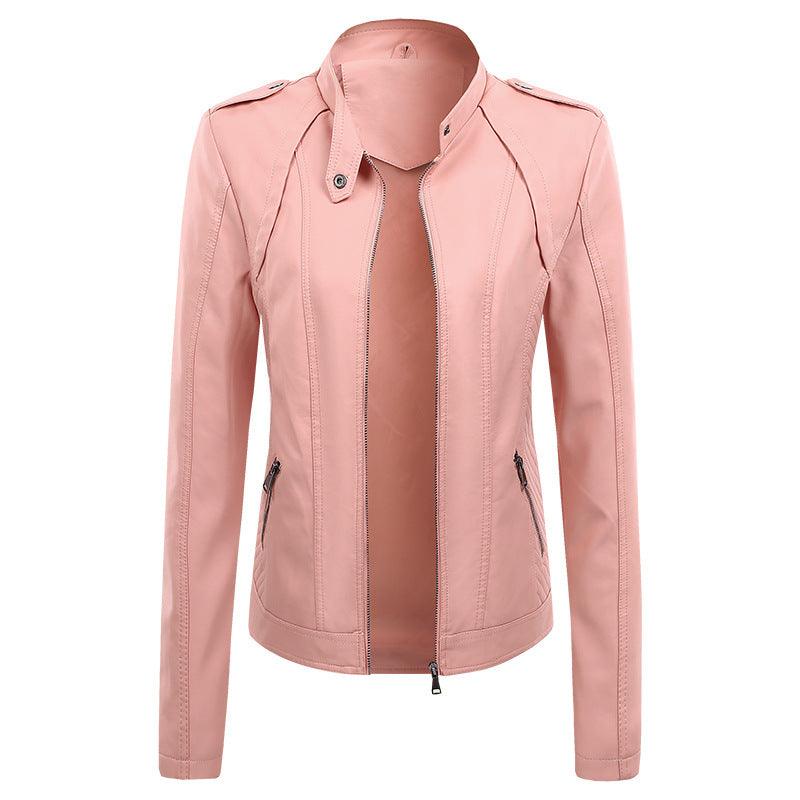 Cheky - Women's Leather Coat New Slim Lapel Fashion